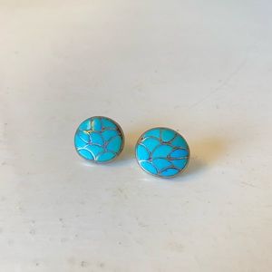 Vintage Southwest Turquoise Inlay Earrings